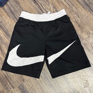 Nike Black Shorts with White Oversized Swoosh